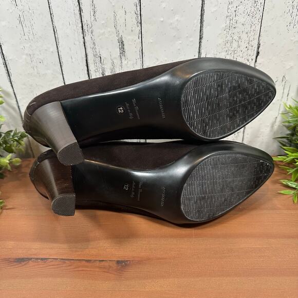 Aquatalia Marvin K Riley Dark Brown Suede Back Zipper Ankle Boots Size 12 - Picture 9 of 10